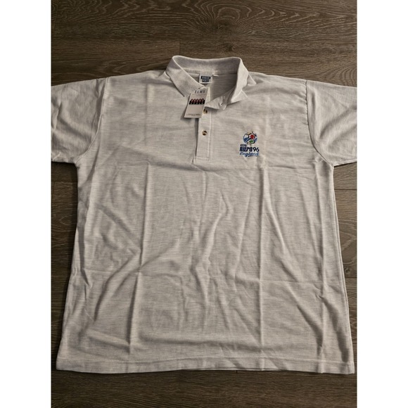 EUFA Officially Licensed Other - RARE!!!  NWT UEFA Euro 1996 Vintage S/S Polo Shirt Size XL Grey Gray Mens Soccer
